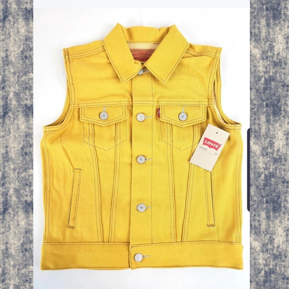 Levis rigid denim brite yellow trucker vest Old Skool Styley Kids Sz